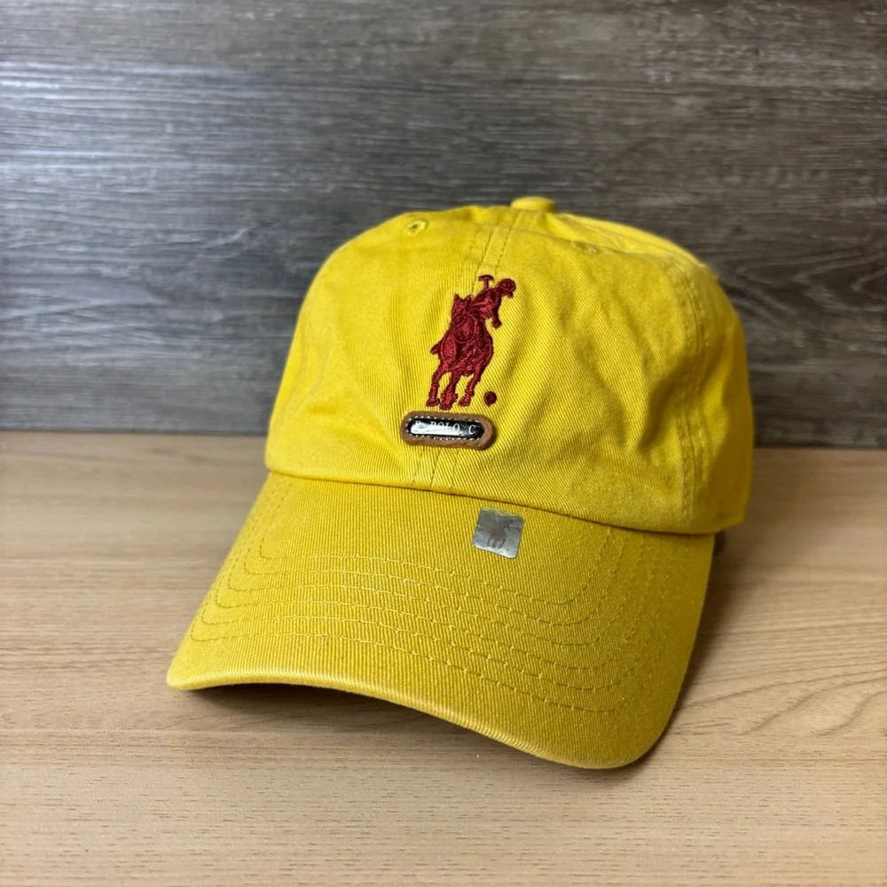 Eagle Polo Club Golf Hat Cap Strap Back Yellow Adjustable